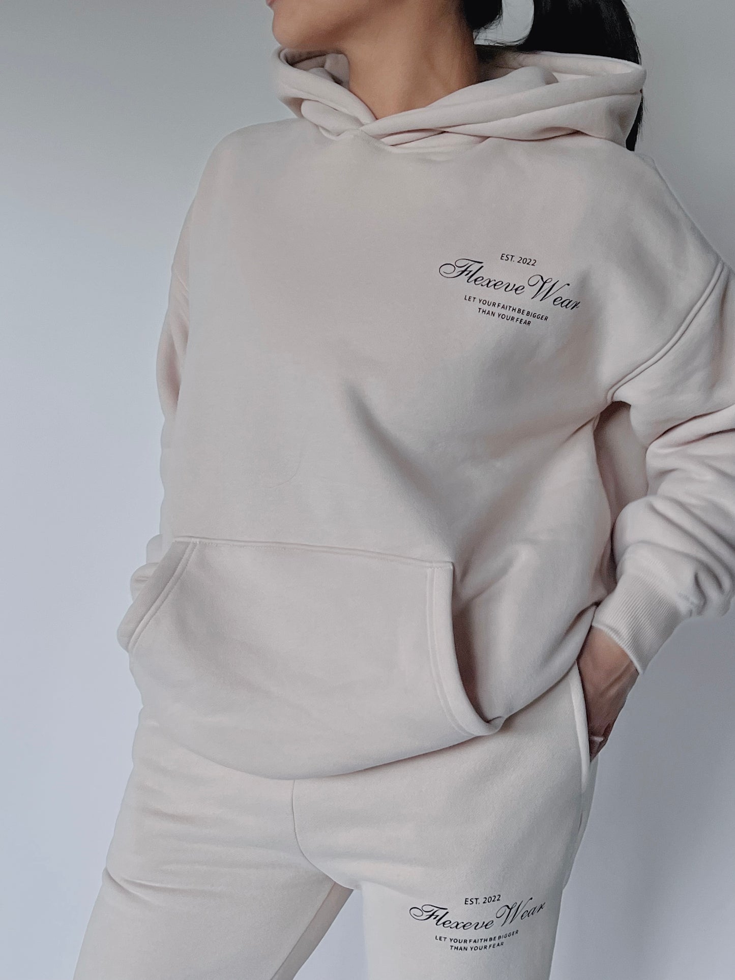 Fight Fear- Oversized Hoodie in Peach Cloud