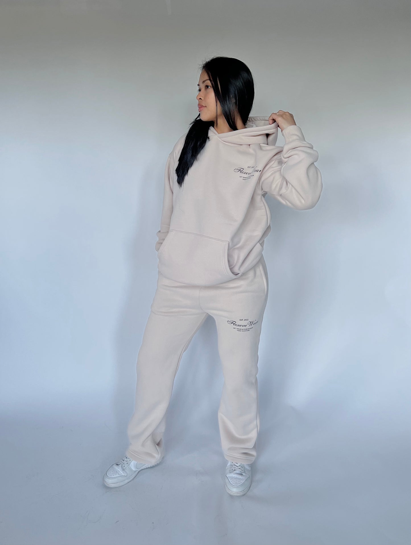 Fight Fear- Oversized Hoodie in Peach Cloud