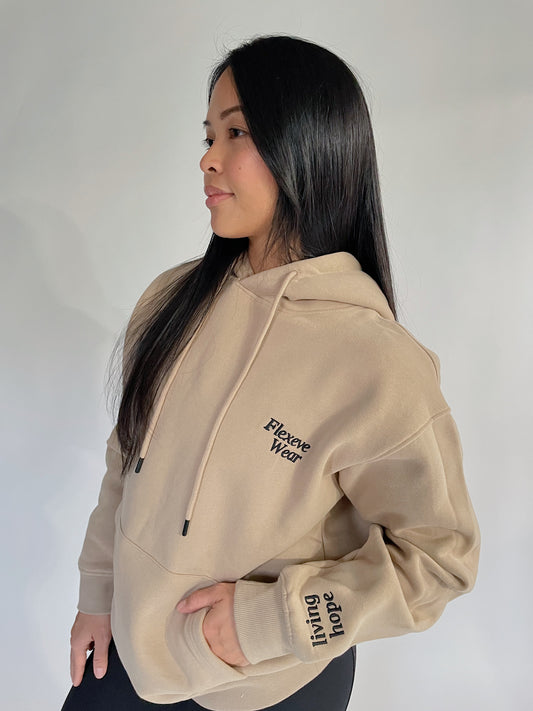 Living Hope - Embroidered Hoodie in Sand