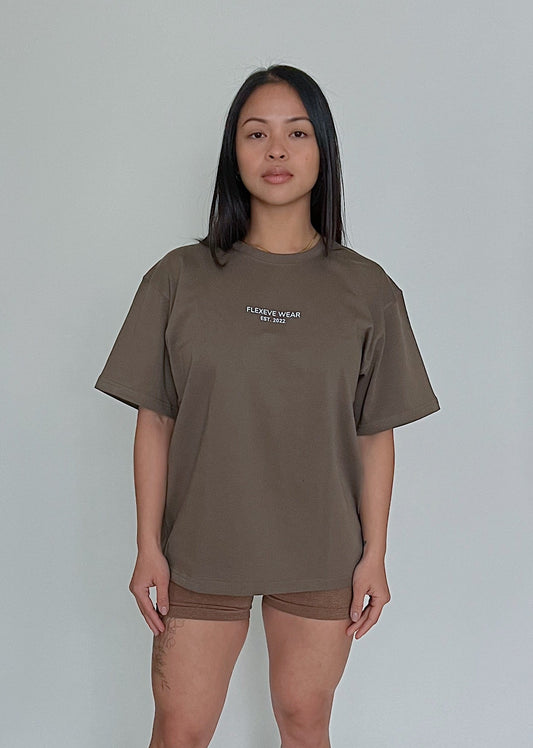 Devoted- Oversized Tee in Mud Brown