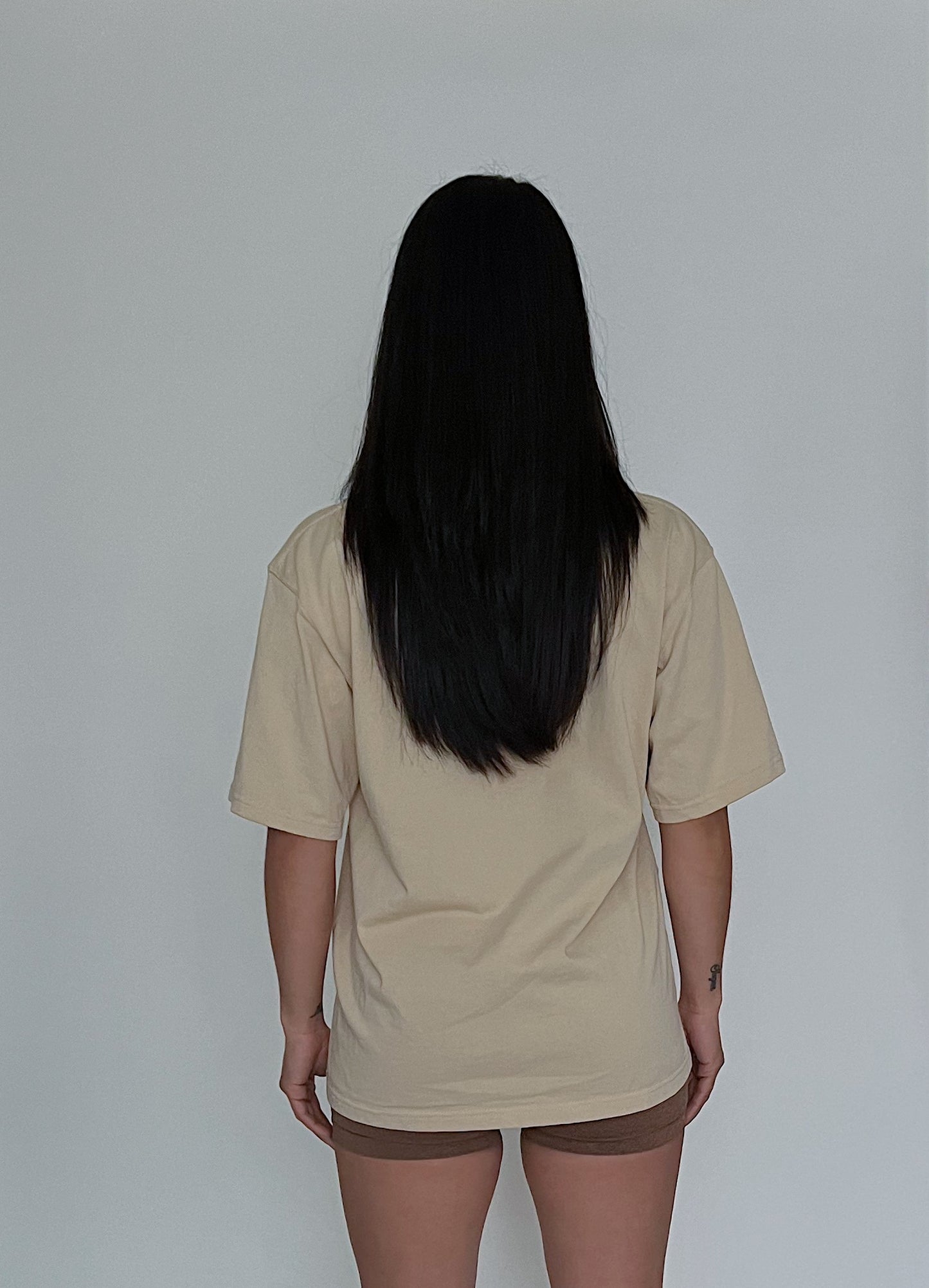 Devoted- Oversized Tee in Cream Apricot