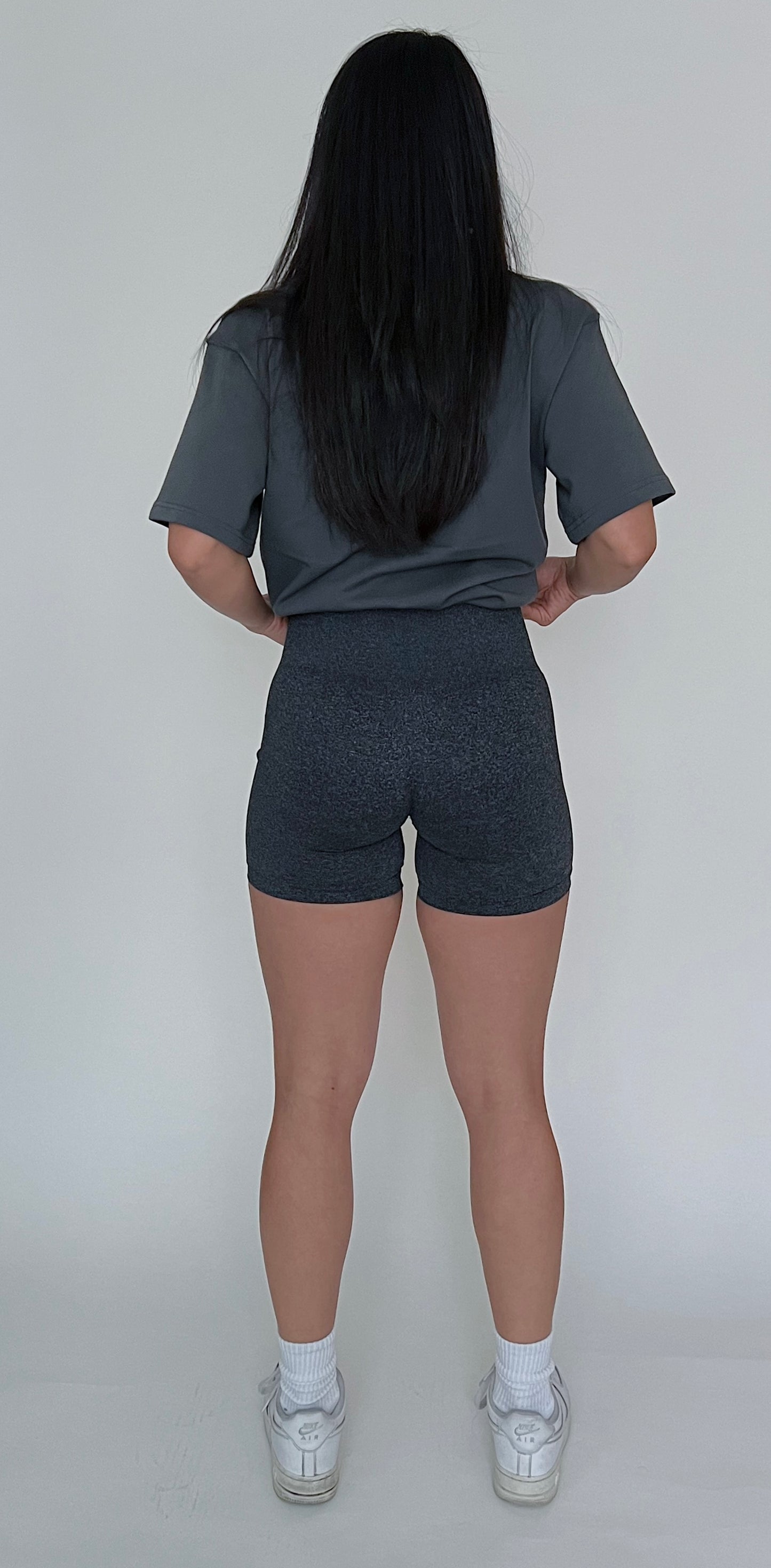 Hopeful- Seamless Biker Shorts in Dark Gray