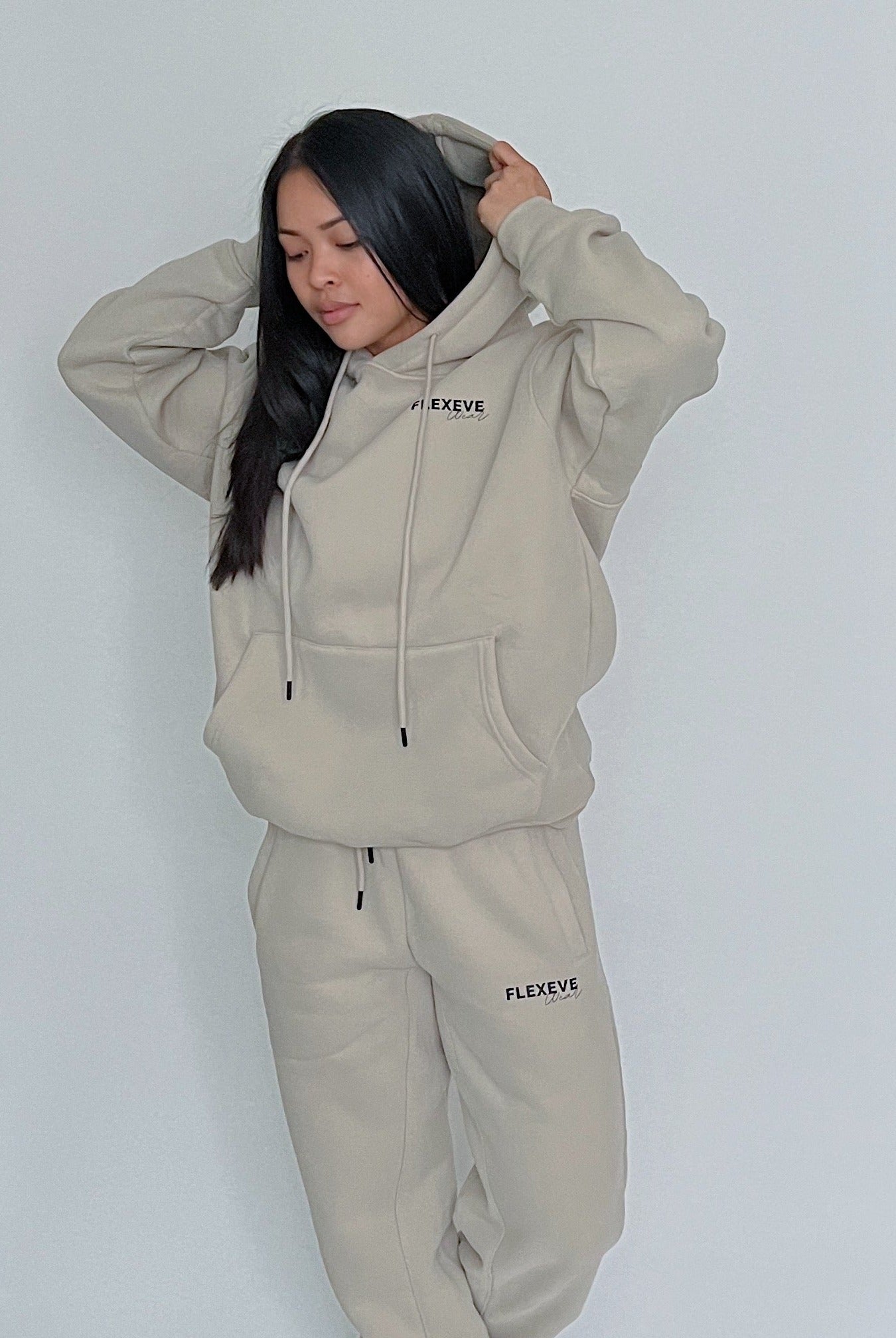 Seek First- Oversized Hoodie in Taupe