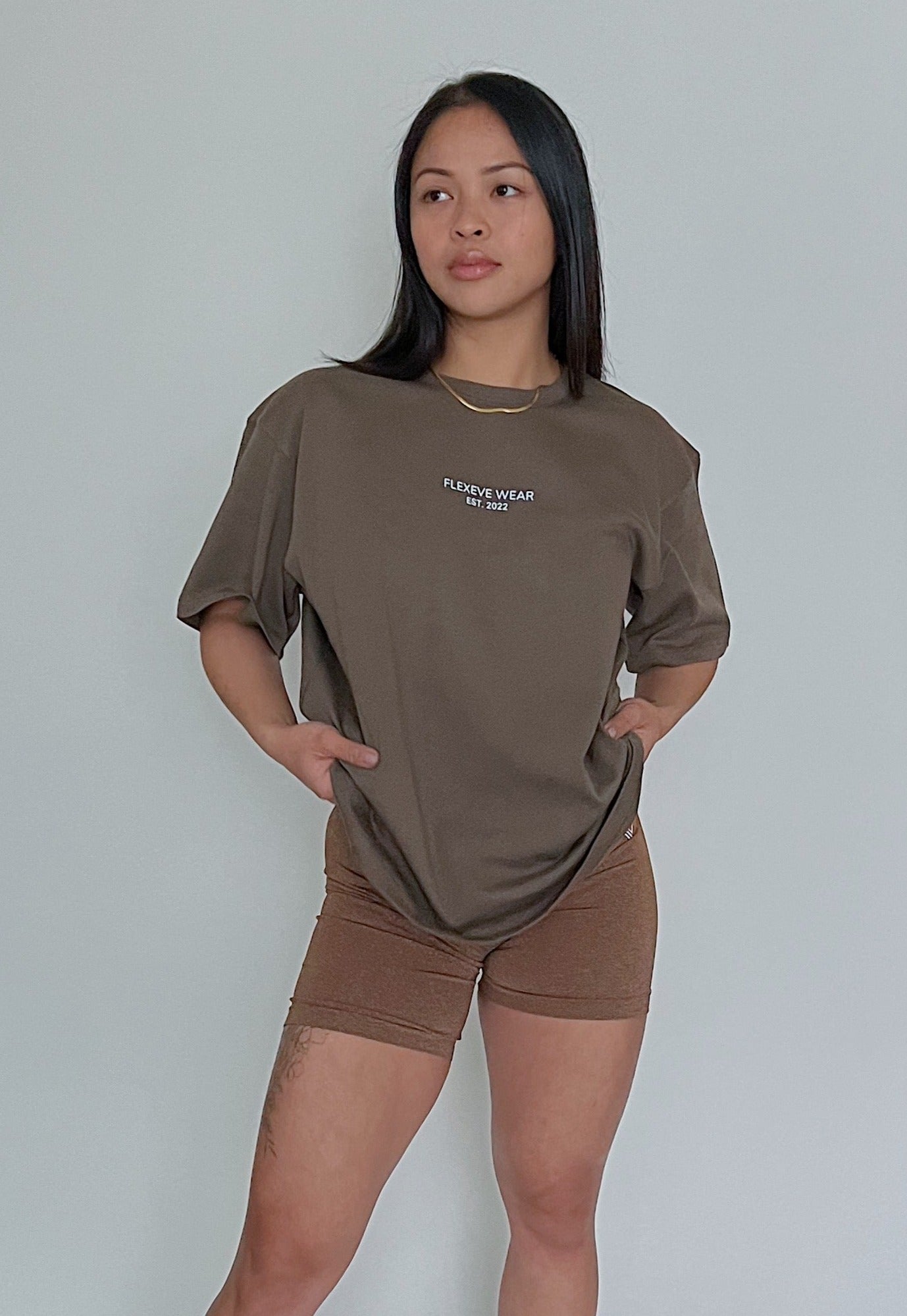 Devoted- Oversized Tee in Mud Brown