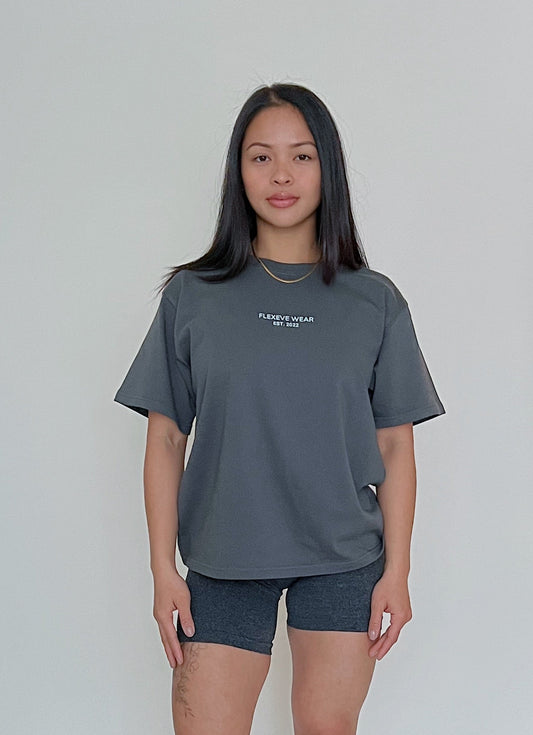 Devoted- Oversized Tee in Gray