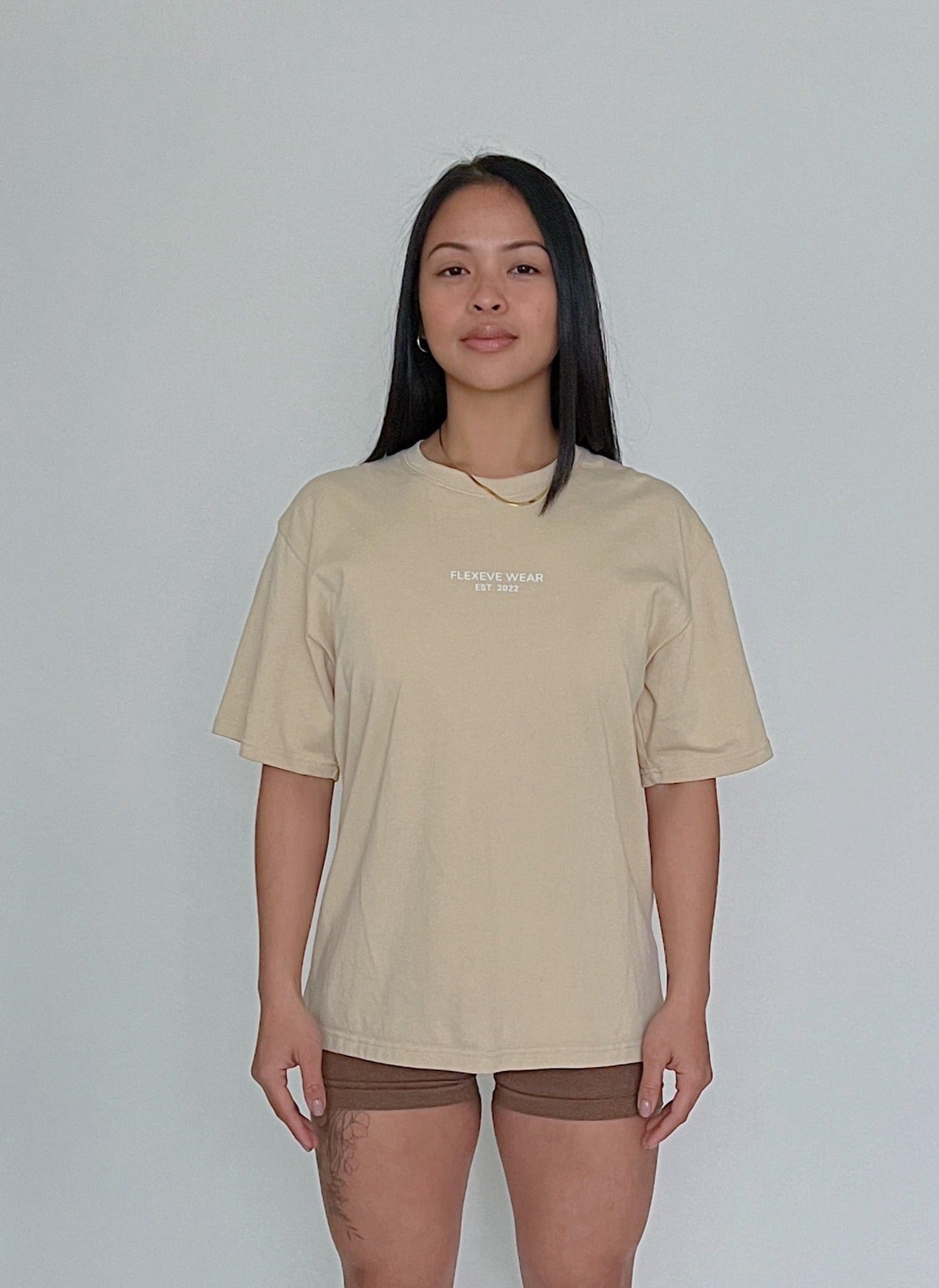 Devoted- Oversized Tee in Cream Apricot