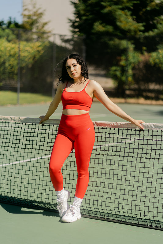 Adrenaline rush- Seamless Ribbed Leggings In Red