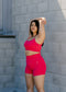 Bossy- Seamless ribbed sports bra in pink