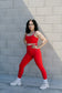 Adrenaline rush- Seamless Ribbed Leggings In Red